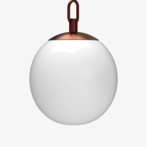 Globe Pendant, Matte White Glass with Brass Accent